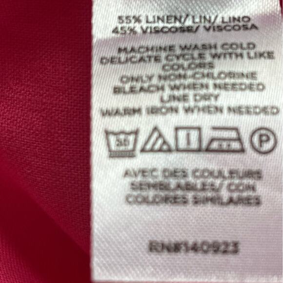 Linen Blend Button Down Tunic Shirt Women Large Pink Relaxed Loft New With Tags - Picture 6 of 8